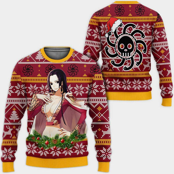 Divesart - Boa Hancock Ugly Christmas villapaita ja huppari Yksiosaiset Anime-joululahjat